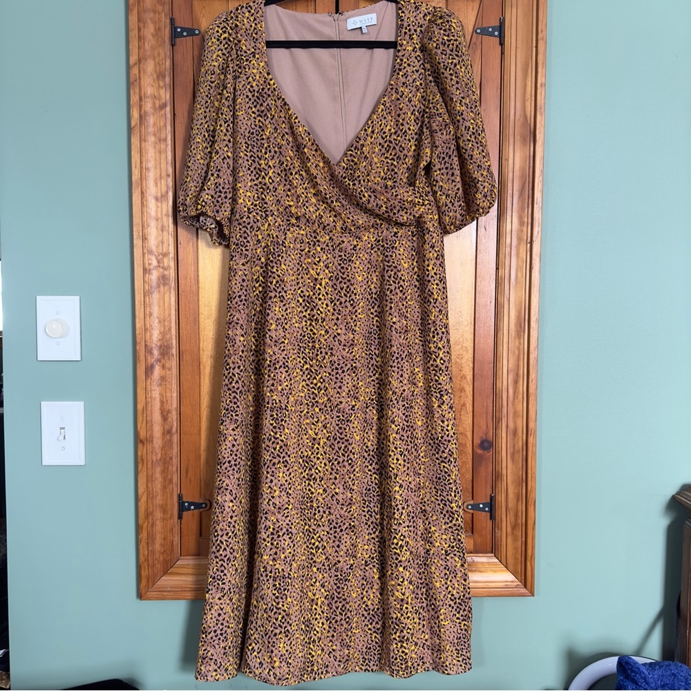 WAYF Cheetah Print Midaxi Dress w/ Slit